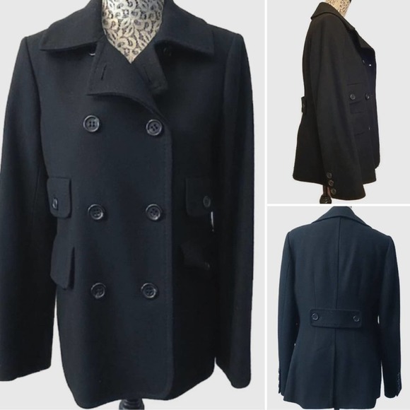 BCBGMaxAzria Wool Blend Classic Peacoat Black -Size Small - Picture 1 of 5